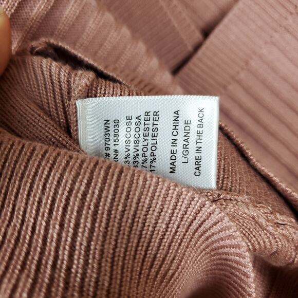 Love Tree Monica, Tie Front Long Sleeve Wrap Sweater in Light ClaySize L - Picture 10 of 10